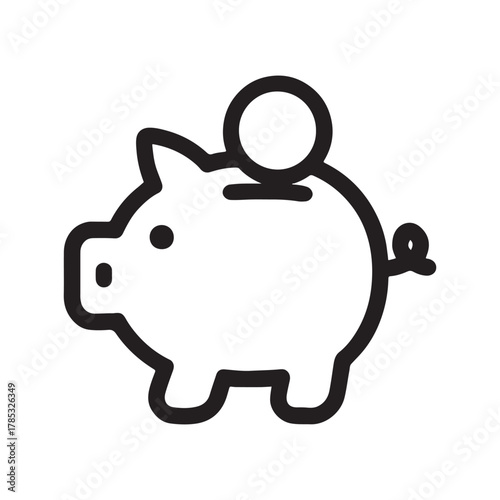 Piggy Bank Icon with Coin Illustration Representing Savings Financial Planning and Investment Strategy for Future Growth