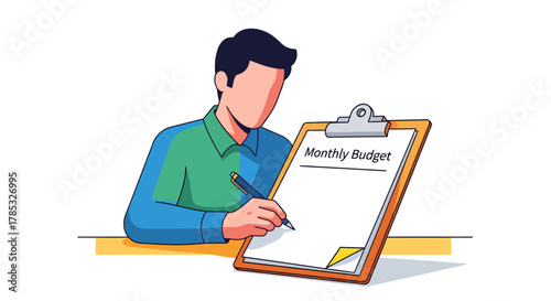 Business planning and budgeting with financial documents and data analysis for monthly expenses