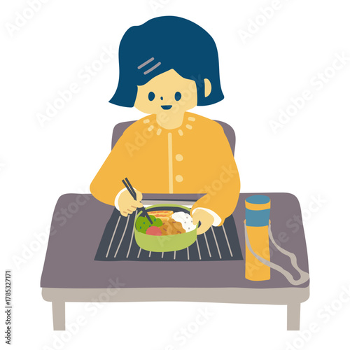 お弁当を食べる女子