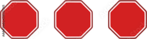 Three red stop signs in a row.