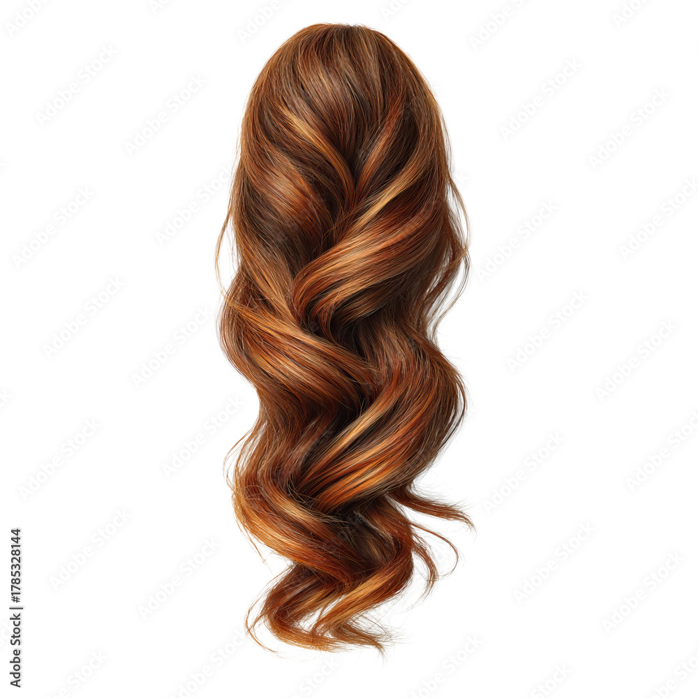 Naklejka premium Swirl of black and dark brown brunette hair concept. Luxurious wavy hair with rich, warm brown tones for styling.