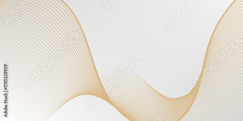 Luxury abstract gold wavy line pattern (guilloche curves) with copy space. golden wavy line. Elegant golden color smooth gradient on white background. Premium vector striped texture for banner.