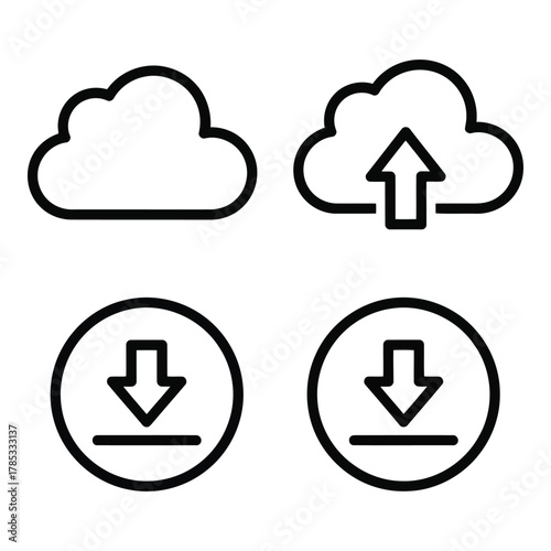Cloud upload and download icons