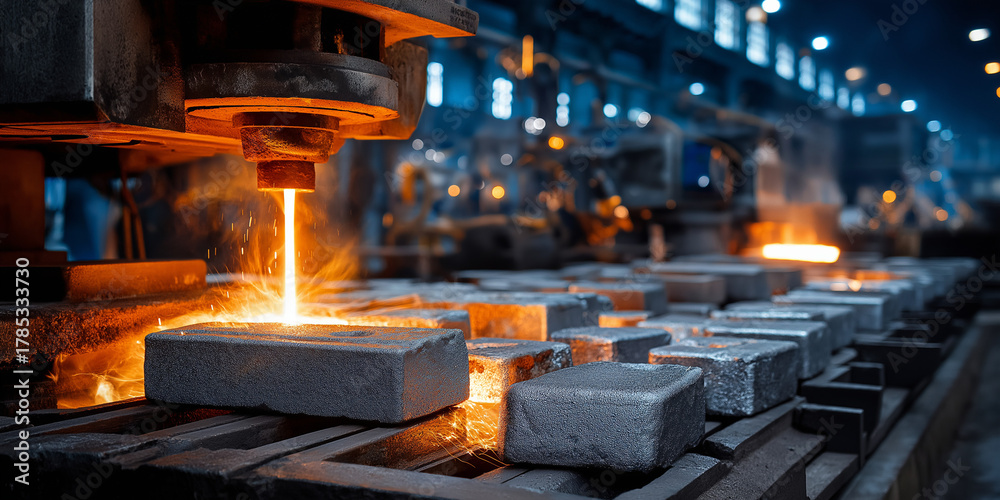 Obraz premium Metal manufacturing process industrial facility supply chain insights rare earth metals steel production information hub