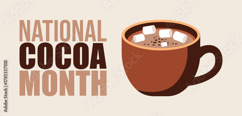 National Cocoa Month Hot Chocolate and Cocoa Illustration design templet