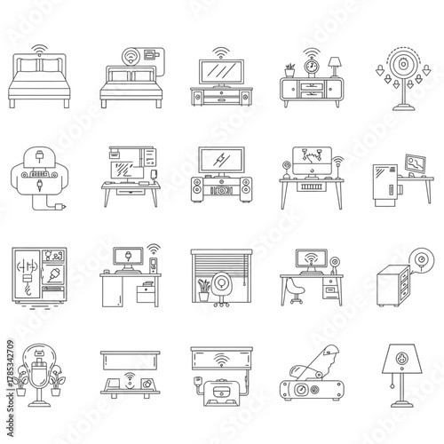 smart home devices connected icons of automated systems for security  convenience enhancing modern living with tech integration ideal for blog illustrations