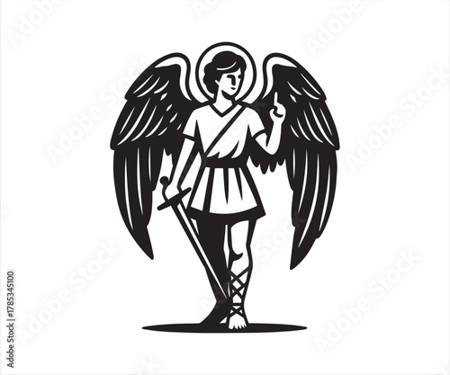 Archangel Warrior Silhouette Vector Illustration