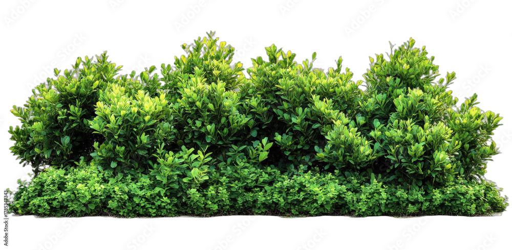 Fototapeta premium Green lush bushes with dense foliage in a natural setting