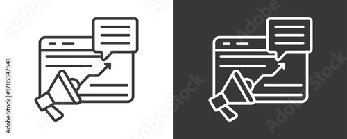 Advertising Icon Set Vector Collection Isolated In Black And White