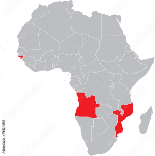 Vector of Portugal Colonies on the African Map