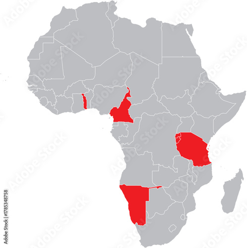 Vector Map of German Colonies on the African Map
