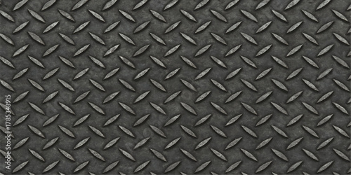 Seamless gray diamond plate metal texture background for industrial floor pattern