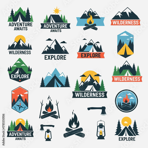 Collection of Adventure and Wilderness Themed Logo Designs.