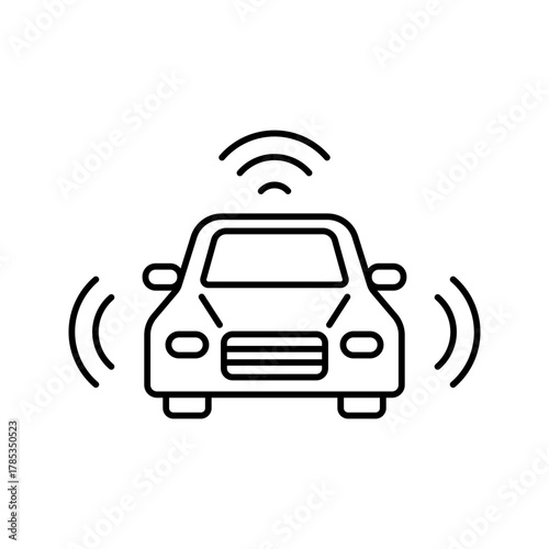 Outline self driving car autonomous vehicle line art
