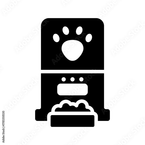 Pet feeder robot flat icon automatic food machine
