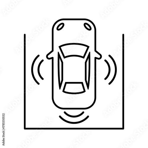 Outline parking assist smart car system line art
