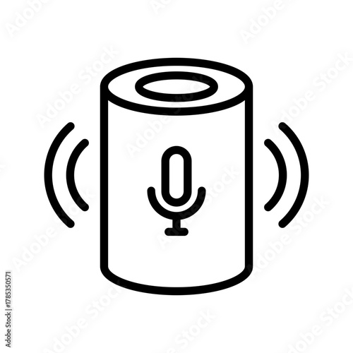 Outline smart speaker voice assistant line art
