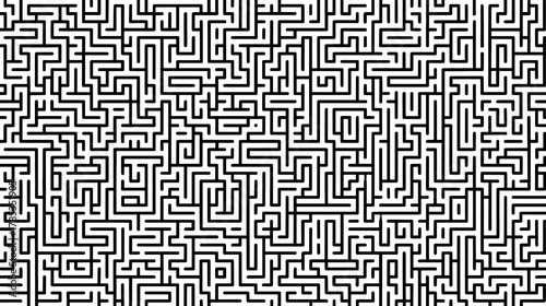 Intricate Black and White Maze Design with Complex Patterns for Creative Projects and Backgrounds