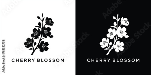 Elegant Cherry Blossom Illustration for Branding and Design Projects