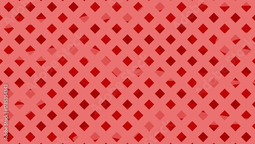 Seamless Geometric Diamond Lattice Pattern: Repeating Background with Dark Red Rhombus Shapes on a Light Pink-Red Base for Retro, Casino, or Digital Textile Design