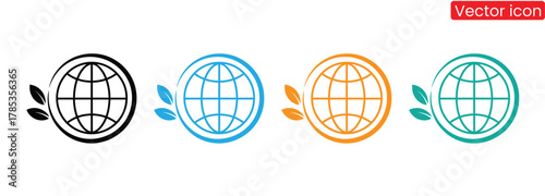 Go green with earth icon symbolizing environmental awareness,World globe icon. Abstract wire frame geometric planet earth logo, linear global worldwide network symbol, modern round web sign.