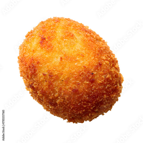 Golden scotch egg, a savory snack or appetizer  on white background.