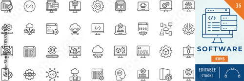 Software icon collection set. Editable stroke.
