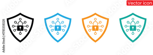 Secure digital network with shield and lock icons for data safety,Security shield sign vector illustration, Lock security icon,securit shield icons, security shield symbols with check mark and padlock