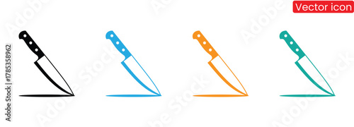 Kitchen knife icon. Set of kitchen knife silhouette. Knife logo vector illustration,Colorful kitchen knives for modern cooking and culinary arts,