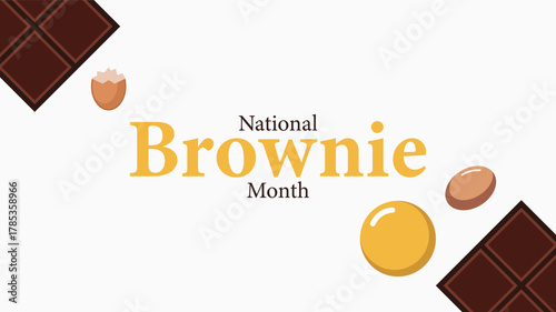 National Brownie Month Dessert Illustration design templet