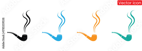 Smoking pipe icon vector.Smoking illustration sign.Tobacco symbol or logo.Smoking pipes in various colors for creative design projects,