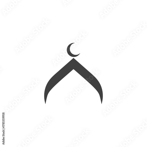 Dome mosque icon silhouette logo vector illustration design template
