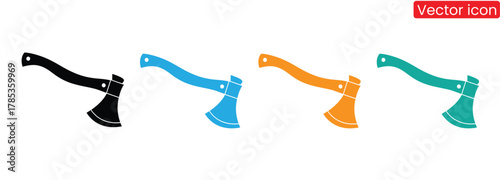 Axe Icon Vector. Simple flat symbol. Illustration pictogram,Colorful axe icon set perfect for outdoors and camping themes,Ax Set Wood work tool Design,