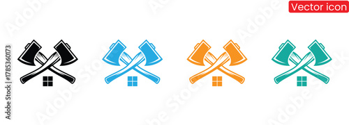 Axe home logo for lumberjack services and construction needs,Axe logo icon illustration design