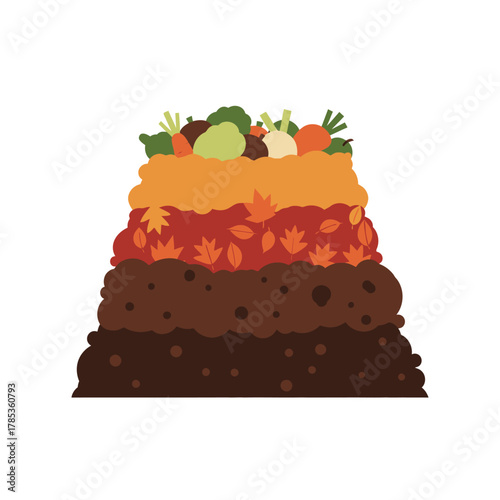 Layered Compost Pile with Vegetables