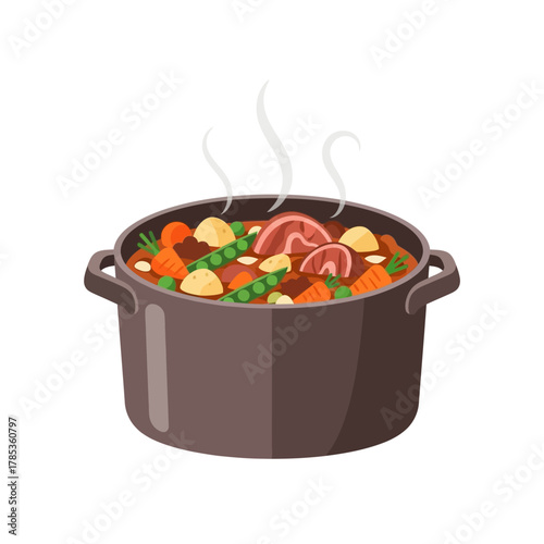 Cooking Pot with Vegetable Soup