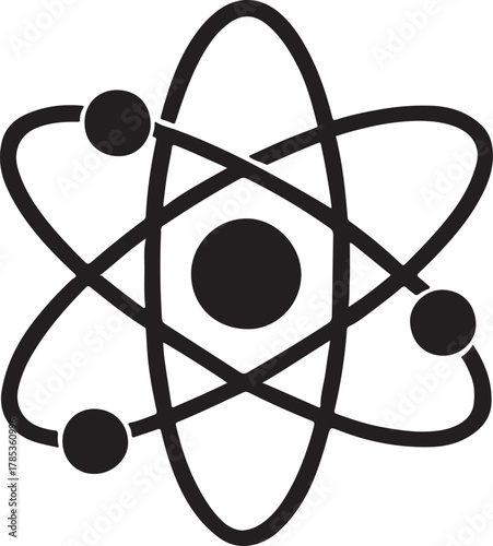 Black Atom Silhouette Scientific Vector Design
