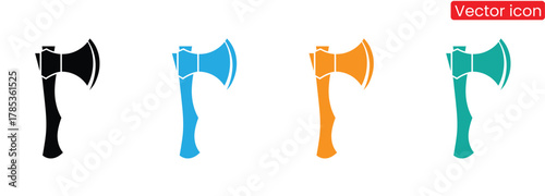 Axe Icon Vector. Simple flat symbol. Illustration pictogram,Colorful axe icon set perfect for outdoors and camping themes,Ax Set Wood work tool Design,