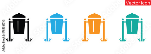 trash can icon set, Trash bin icon,Colorful trash cans for clean streets and public spaces icon,