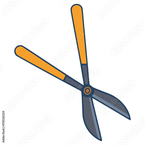 tool garden pruner agriculture flat color vector illustration template design