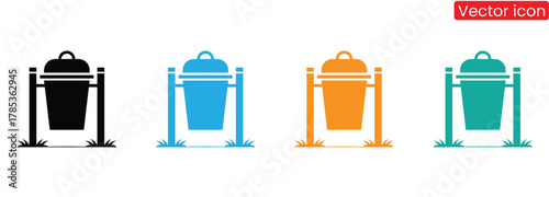 trash can icon set, Trash bin icon,Colorful trash cans for clean streets and public spaces icon,