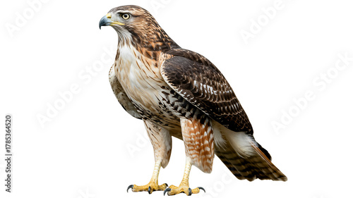 Majestic red tailed hawk standing alert and looking forward