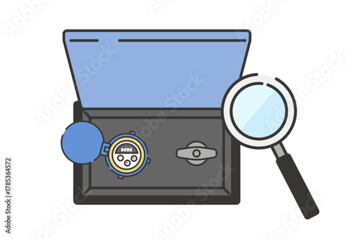 Home Water Usage Inspection – Water Meter and Magnifying Glass