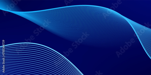 Smooth flow of wavy shape with gradient vector abstract background, dark blue design curve line energy motion, relaxing music sound or technology. abstract wavy line.