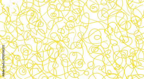 Abstract Yellow Curves on White Background Swirling Line Art Texture Design