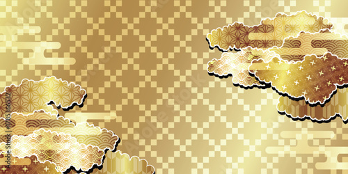 金　和柄　立体　模様　背景