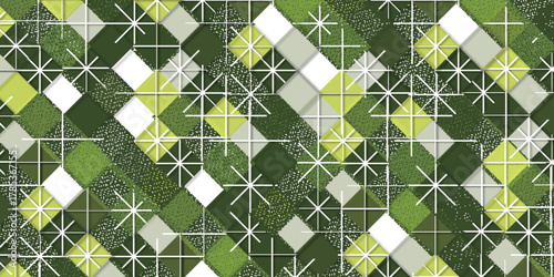 緑　和柄　立体　模様　背景