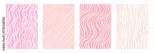 Set of abstract pink wavy line background. Modern, minimal seamless pattern for textiles, wallpapers, branding or web design. Soft feminine style with fluid, dynamic curves