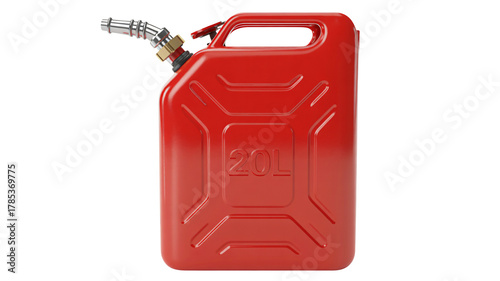 Bright red fuel canister for gasoline storage and emergency preparedness