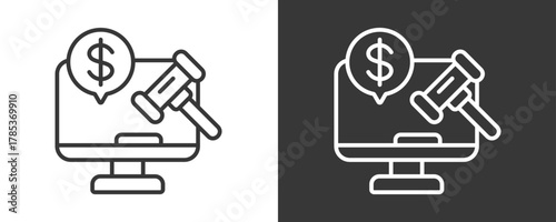 Auction Icon Set Vector Collection Isolated In Black And White